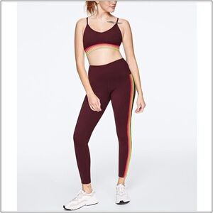 PINK Victoria's Secret Ultimate Maroon Rainbow detail Workout Set Small